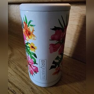White Floral Can Cooler